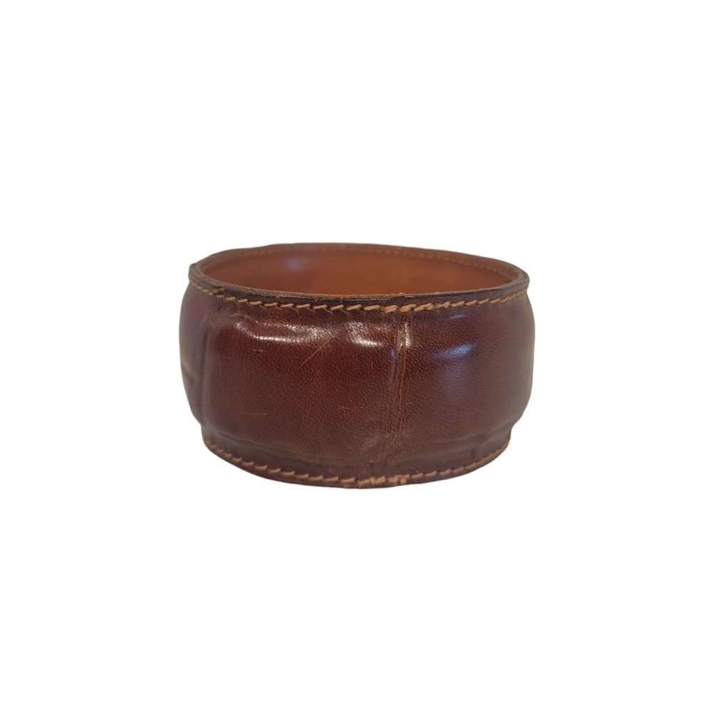 Banana Republic Full Grain Leather Wide Bangle Bracelet Safari Chic